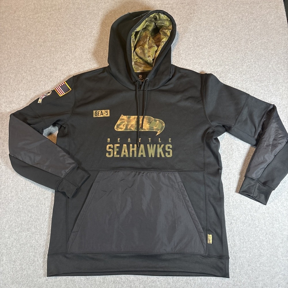 NFL Seattle Seahawks XL Salute To Service Hoodie Camo On-Field Black Metcalf